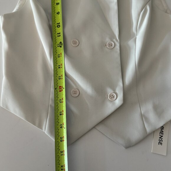 Commense Suit Waistcoat With Pleated Mini Skirt Set  White NWT, Size M - Picture 11 of 16